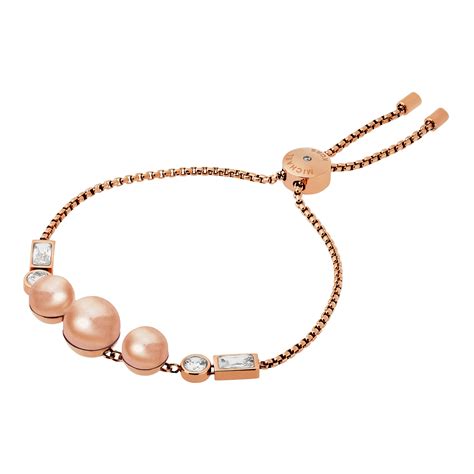 Michael Kors Reade Rose Gold Diamond Silicone Slider Bracelet 